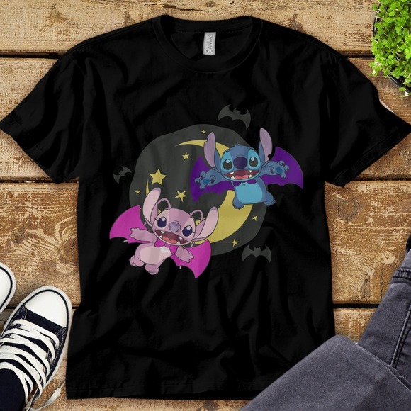 Lilo And Stitch The Series Halloween Stitch Bats Unisex Tee Adult T-shirt - Picture 1 of 2